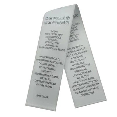 Cod alb etichetă de spălare cu bandă reciclată albă
